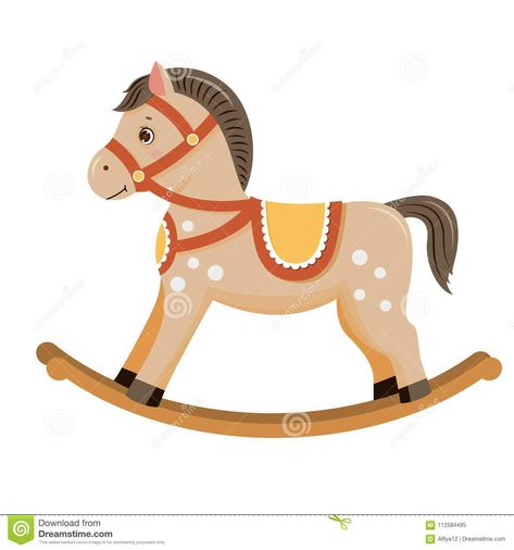 Rocking Horses Painted, Drawing Toys, Wooden Rocking Horse, Cartoon House, Horse Illustration, Baby Painting, Cute Frames, Wooden Horse, Horse Drawing