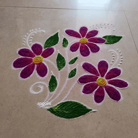 Rangoli For Narak Chaturdashi, Rangoli Poster Design, Easy Lotus Rangoli, Basic Rangoli Designs, Poster Rangoli, Lotus Rangoli, Jamun Recipe, Easy Rangoli Designs Videos, Border Rangoli