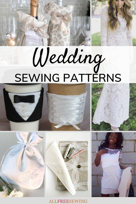 40+ Wedding Sewing Patterns: Explore our collection of wedding patterns to sew. Find DIY wedding gifts for newlyweds, dresses, veils, accessories, decor, and much more! Free Wedding Dress Patterns, Diy Wedding Dress Patterns, Free Wedding Dress, Bridal Sewing Patterns, Easy Fabric Flowers, Wedding Dress Sewing Patterns, Flower Fabric Pattern, Wedding Gifts For Newlyweds, Fabric Flower Headbands