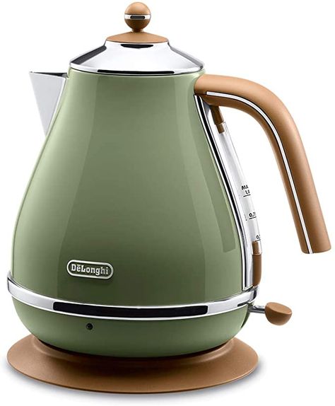 Amazon.com: Delonghi Electric kettle (1.0L)「ICONA Vintage Collection」 KBOV1200J-GR (Olive green)【Japan Domestic genuine products】: Kitchen & Dining Water Kettle, Tea Kettle, Small Kitchen Appliances, Electric Kettle, Small Appliances, Retro Design, Power Source, Vintage Design, Vintage Collection