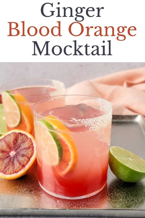 This fizzy blood orange mocktail is a delicious sparkling non-alcoholic drink perfect for any celebration. This blood orange drink recipe is delicious and easy to make. | best mocktail recipe | non-alcoholic mocktail | mocktail with ginger beer | mocktail with ginger ale | winter mocktail recipe | baby shower drink recipe | bridal shower drink recipe | Christmas mocktail | dry January drink Orange Mocktails Non Alcoholic, Ginger Ale Mocktail Non Alcoholic, Orange Juice Mocktail Non Alcoholic, Winter Mocktail, Mandarin Orange Mocktail, Blood Orange Mocktail Recipes, Blood Orange Drink, Best Mocktail, Christmas Mocktail