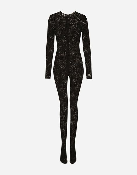 Black Lace Jumpsuit, Woman Dresses, Lace Jumpsuit, Long Sleeve Jumpsuit, Long Jumpsuits, Dolce & Gabbana, Black Jumpsuit, Lace Sleeves, Black Stretch