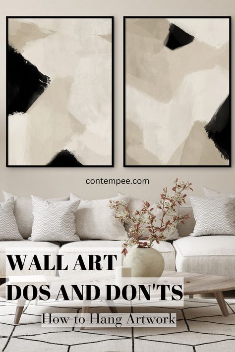 We've put together these wall art dos and don'ts to help you avoid common artwork mistakes. Hanging artwork isn't always as simple as it sounds - but following our tips you'll be sure to make a stunning impact. Contempee have a range of wall art, from prints to framed canvases and gallery walls. Shop now to elevate your home! Art Living Room Ideas, Japandi Home Decor, Farmhouse Bedroom Decor Ideas, Boho Chic Living Room, Dos And Don'ts, Hanging Artwork, Pinterest Room Decor, Home Decor Crafts, Farmhouse Bedroom Decor