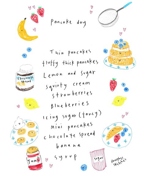 My daughter just wished us a happy pancake day 🤣 So happy pancake day to you, the question is how do you like them? What’s your topping of choice? 🥞 🍋 🍫 🧈 🍌🍓 (This is a sketch from “A Book to Brighten Your Day” my first book out now with @catalyst.books @hodderbooks and full of pages of joy) How To Do Pancakes, Happy Pancake Day, Mini Pancakes, Chocolate Spread, Pancake Day, Strawberry Blueberry, Fluffy Pancakes, The Question, Brighten Your Day