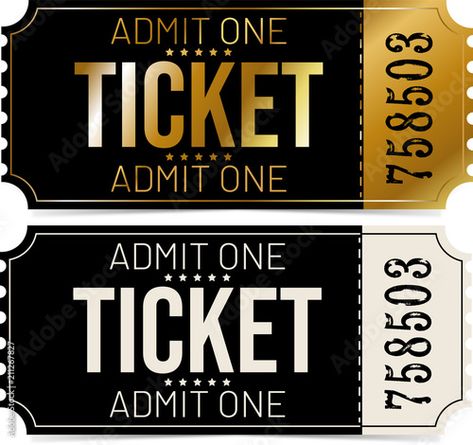 Stock Image: Black and gold ticket 40 Fest, Gold Ticket, Admit One Ticket, Prada Mini, Ticket Design, Pch Sweepstakes, Movie Party, Charity Event, Admit One