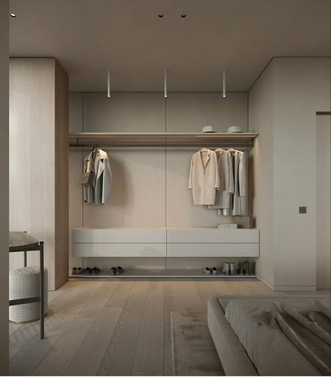 Minimal Closet Design, Japandi House, Contemporary Closet, Dressing Room Closet, Luxury Closets Design, Modern Closet, Wardrobe Interior Design, Japandi Interior, Hotel Interior Design