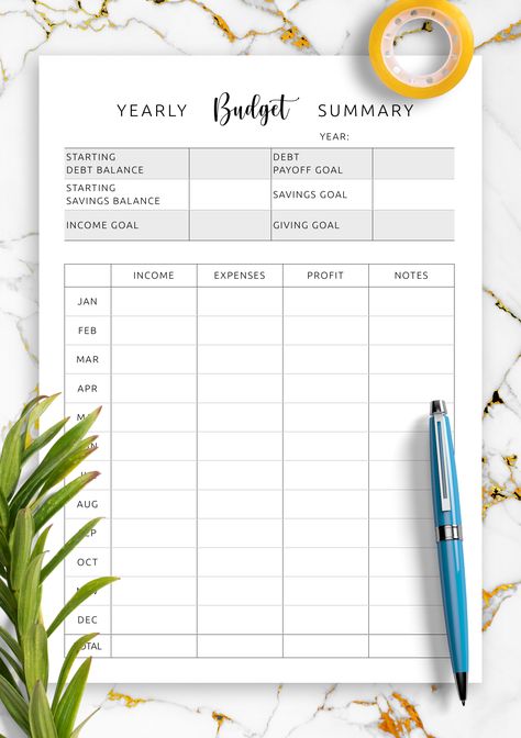 Budget Planner Yearly, Yearly Budget Planner, Yearly Budget Template, Bariatric Desserts, Yearly Budget, Summary Template, Business Tracker, 2023 Planner, Printable Budget