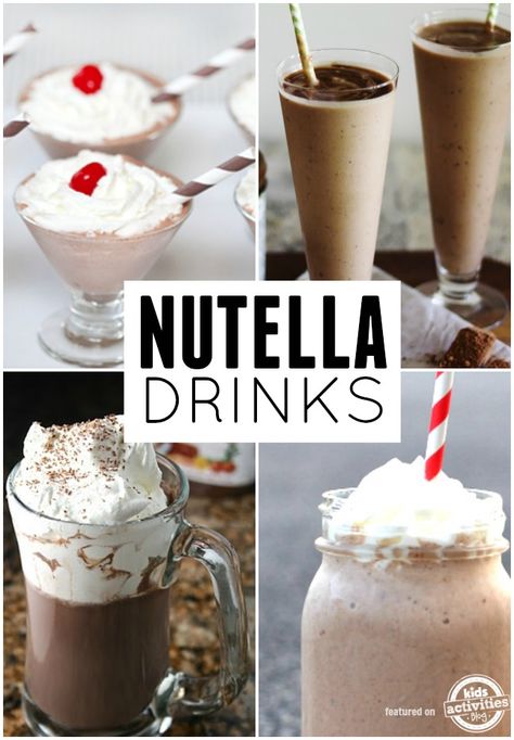 Nutella drinks! These look so good. Nutella Drinks, Nutella Drink Recipes, Nutella Shake Recipe, Nutella Coffee Drink, Things To Eat Nutella With, Nutella Drink, Best Nutella Recipes, Nutella Cheesecake Recipes, Nutella Inspired Recipes