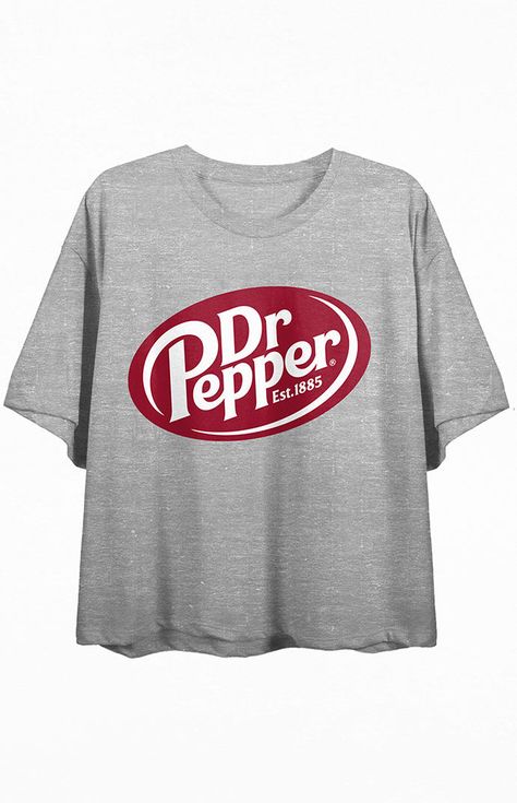 Show love for your fave beverage with Dr. Pepper Logo T-Shirt. This tee boasts a cropped fit, a crew neck, short sleeves, a lightweight cotton polyester jersey fabrication, and Dr. Pepper graphics printed on the front.Crew necklineShort sleevesCropped fitFront graphicCotton poly jersey fabricationMachine washable PacSun Womens Dr. Pepper Logo T-Shirt - Grey size Large Dr Pepper Halloween Costume, Dr Pepper Clothes, Dr Pepper Merch, Dr Pepper Stuff, Dr Pepper Logo, Dr Pepper Shirt, Free Mail Order Catalogs, Contemplating Life, Free Mail