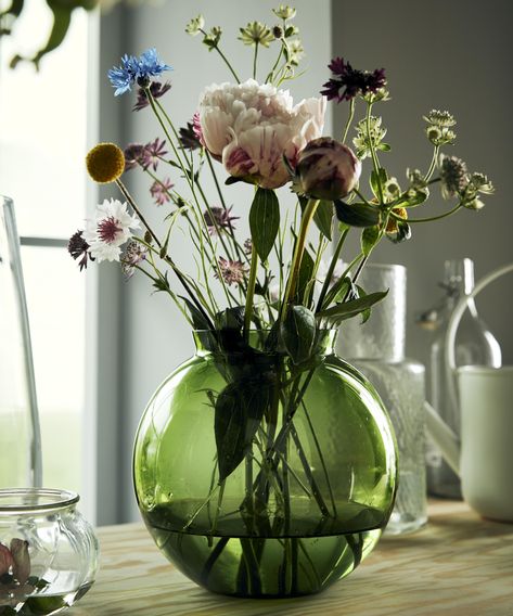 The IKEA x Ilse Crawford collection will make 'everyday items feel special' | Livingetc Konstfull Vase, Ilse Crawford, Ikea New, Swedish House Mafia, Artificial Bouquet, Ikea Home, Round Vase, Glass Cabinet Doors, Hemnes