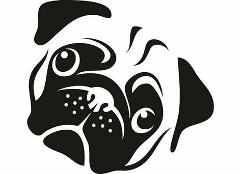 Black And White Pug, French Bulldog Drawing, White Pug, Bulldog Images, Silhouette Face, Pug Face, Dog Vector, Pet Rocks, Dog Silhouette