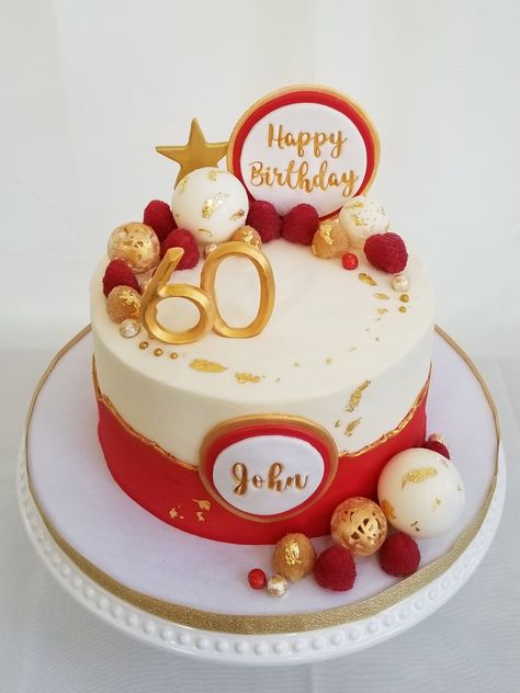 Chinese Birthday Cake, 1st Birthday Cake Designs, Decor Tort, Cake Design For Men, Chinese Cake, Red Birthday Cakes, 1st Bday Cake, White Birthday Cakes, Dad Birthday Cakes