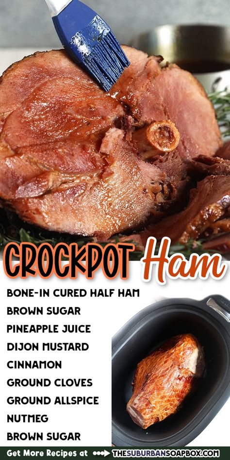 Whole Ham Crockpot Recipes, Cured Ham Roast Crockpot, Crockpot Ham Roast Recipes, Smoked Ham Roast Recipes Crock Pot, Slow Cooker Ham Recipes Crock Pots, Brown Sugar Pineapple Ham Crock Pots, Crock Pot Bone In Ham, Smoked Ham Crockpot Recipe, Ham Roast Recipes Crock Pot