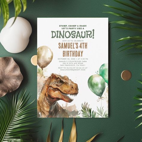 Dinosaurs Birthday Party, Brown Invitation, Dinosaurs Birthday, Dinosaur Birthday Party Invitations, 92nd Birthday, Dinosaur Invitations, Dinosaur Themed Birthday Party, Dinosaur Birthday Invitations, Boy Birthday Invitations