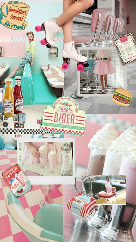 1950 Diner Decor, 1950s Diner Food, Retro Diner Branding, Diner Food 50's, 1950s Diner Party, 1950s Milkshake, 1950s Diner Aesthetic, 50s Milkshake, Retro Diner Party