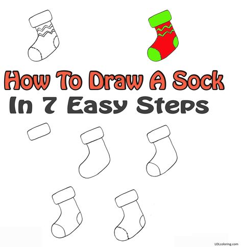 How To Draw A Sock In 7 Easy Steps 1 Socks Drawing, Lol Coloring Pages, Lol Coloring, Traditional Socks, Sock Drawer, Guided Drawing, Creative Skills, Drawing Clothes, Basic Shapes