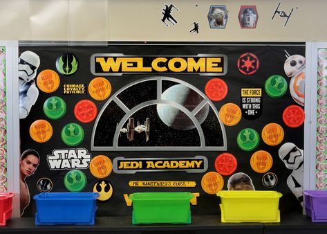 Starwars Classroom Theme, Starwars Classroom, Galaxy Classroom, Star Wars Classroom Theme, Middle School Classroom Themes, Star Wars Bathroom, Star Wars Classroom, Jedi Academy, Reading Garden