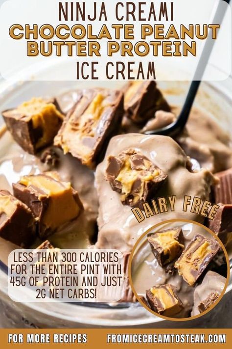 Healthy Ninja Creami Recipes | If you’re searching for a high protein, dairy free ice cream this ones for you Ninja Cream I Protein Ice Cream, High Protein Ninja Creami Recipes, Protein Ice Cream Ninja Cream, Ninja Creami Protein Recipes, Ninja Creami Protein Ice Cream Recipe, Protein Ninja Creami Recipes, High Protein Dairy Free, Protein Dairy Free, Peanut Butter Ice Cream Recipe