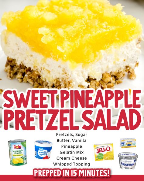 Pineapple Pretzel Fluff Salad, Lemon Pretzel Salad, Peach Pretzel Salad, Hello Pretzel Salad, Pineapple Pretzel Dessert, Church Salad, Pretzel Salads, Pineapple Pretzel Salad, Sweet Salads