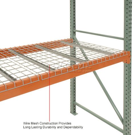 Pallet Rack | Accessories | Pallet Rack Wire Decking 46"W x 48"D (2500 lbs cap) Gray | 798657 - GLOBALindustrial.com Pvc Pipe Storage, Pipe Storage, Material Handling Equipment, Small Item Storage, Shelving Racks, Pallet Rack, Garage Storage Organization, Racking System, Classroom Design