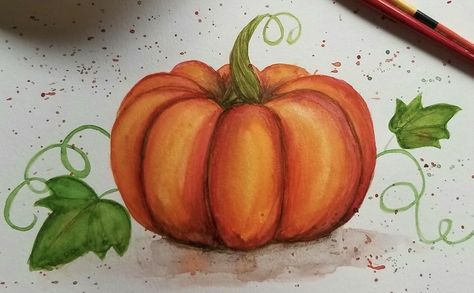 Pumpkin With Vines Drawing, Pumpkin Drawing Art, Drawing Of A Pumpkin, Pumpkins Drawing, Halloween Watercolor Art, Skulls Animal, Cute Halloween Drawings, Glass Cloches, Fruit Sketch