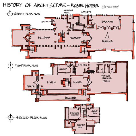 History of architecture case study :: Behance Famous Architectural Buildings, Frank Loyd Wright Houses, Formal Analysis, History Of Architecture, Architecture Journal, Robie House, Roman House, Architecture Series, Terrace Floor