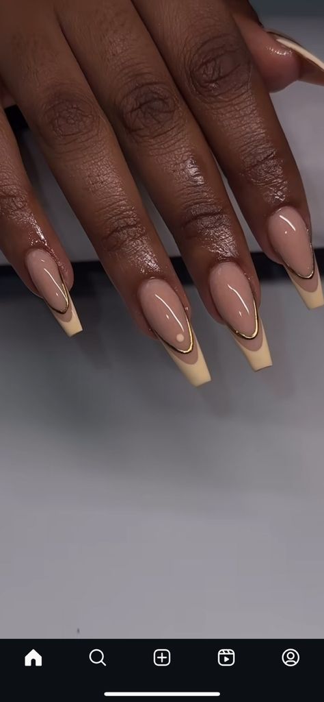 Fall French Tip, Gold French Tip, French Tip Acrylic Nails, Fancy Nails, French Tip Nails, Cute Acrylic Nails, Simple Nails, Nail Ideas, Acrylic Nails