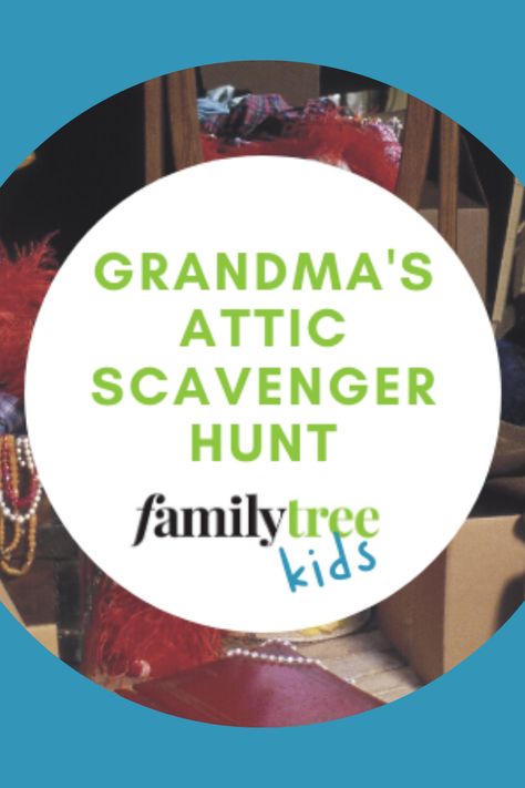 A perfect family history activity for a rainy day. Get kids  more involved in their family's history with this easy heirloom scavenger hunt. Family History Scavenger Hunt, Temple And Family History Ward Activities, Family History Mystery, Family History Trading Cards, Archiving Family History, Family Tree For Kids, Activity Day Girls, Board For Kids, Scavenger Hunt For Kids