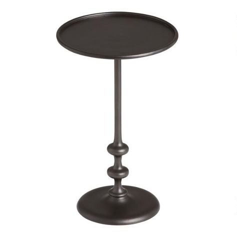 Kitt Round Blackened Bronze Bobbin Accent Table - v1 Magnolia Homes, Round Side Table, Decor Display, Small Tables, World Market, Side Tables, Living Room Table, Accent Table, End Table