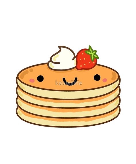 "Kawaii Pancake Stack" by kawaiilife | Redbubble Kawaii Art Cute Food, Pancake Doodle, Kawaii Doodles Cute, Apps Kawaii, Pancake Drawing, Kawaii Girl Drawings, Paper Squishy, Stack Of Pancakes, Delicious Pancakes