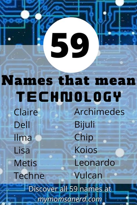 Find 59 names inspired by technology for your baby, pet ,creative writing, and more! #babynames #baby #parenting #names #trivia #babygirl #technology #creativewriting #writing #characters #petnames #dognames #catnames Futuristic Names, Scandinavian Names, Destined For Greatness, Nerdy Baby, Names For Girls, Best Character Names, Fantasy Names, Name Games