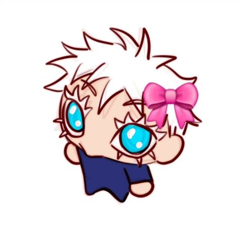 Cute Jjk Pfp, Gojo Cinnamoroll, Gojo Fanart Cute, Gojo Cute, Jujutsu Kaisen Pfp, Jjk Chibi, Chibi Gojo, Gojo Art, Hello Kitty Art