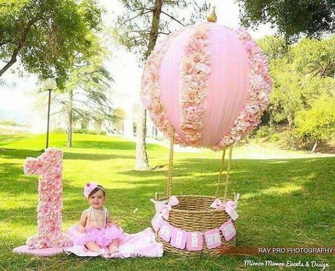 Dekoratívne Vence, Her First Birthday, Hot Air Balloon Party, 1st Birthday Party For Girls, 1st Birthday Photoshoot, 1st Birthday Photos, First Birthday Cake, Birthday Photography