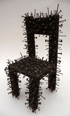 Chair of Nails - George Peters - wood, nails Small Chairs, Environmental Sculpture, Mini Chair, Studio Gallery, Small Chair, Art Chair, Funky Furniture, Small Pictures, Creative Furniture