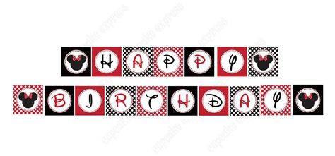 DIY Minnie Mouse Red  PRINTABLE  birthday party by CupcakeExpress2, $7.50 Diy Birthday Sign, Minnie Mouse Banner, Minnie Mouse Printables, Black Minnie Mouse, Printable Birthday Banner, Pink Printable, Minnie Birthday Party, Minnie Mouse Theme, Banner Printable