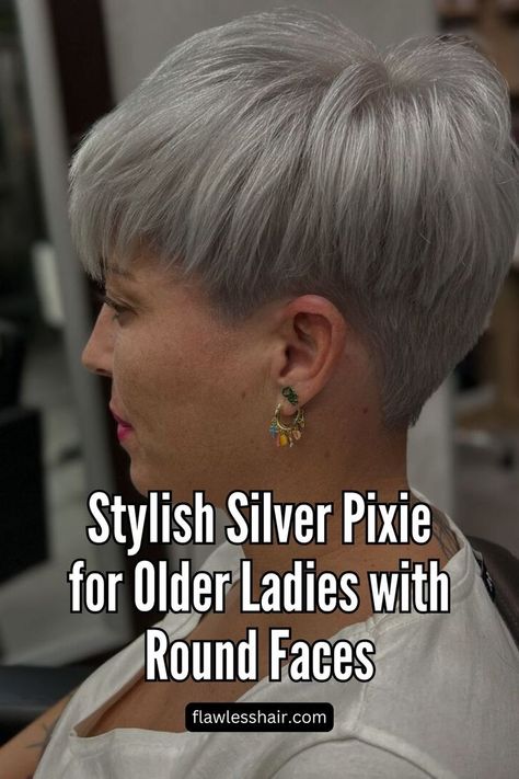 lish Silver Pixie for Older Ladies with Round Faces
p: Silver Pixie Cut for Round Face for Older Ladies Silver Pixie Cut, Pixie Cut For Round Face, Silver Pixie, Pixie Cut Round Face, Face Ideas, Chubby Cheeks, Best Pixie Cuts, Round Faces, Round Face