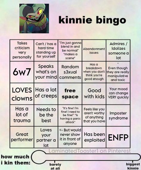 Blitzo Kinnie Bingo, Kinnie Bingo Helluva Boss, Lucifer Kinnie Bingo, Stolas Kinnie Bingo, Alastor Kinnie Bingo, Helluva Boss Kinnie Bingo, Hazbin Hotel Kinnie Bingo, Fizzarolli Helluva Boss, Character Bingo