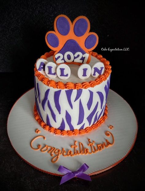 Clemson Graduation Cakes, Clemson Graduation Party, Clemson Cake, Graduation Party Cake, White Cakes, Grad Party Decorations, Graduation Cakes, Grad Parties, Party Cakes