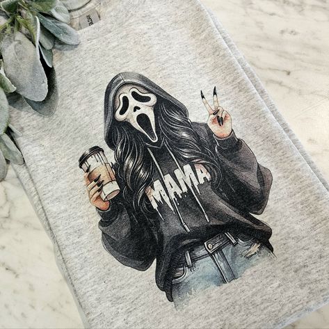 Cute Design ! Custom Made And Will Ship Within A Few Days! On Gildan Unisex Short Sleeve Sublimation Ink Check Out My Page For More Designs Ghost Face Cute, Popular Shirt Designs, Scream Party, Face Cute, Harry Styles Tour, Ghost Face, Sublime Shirt, The Worst Witch, Dog Mom Shirt