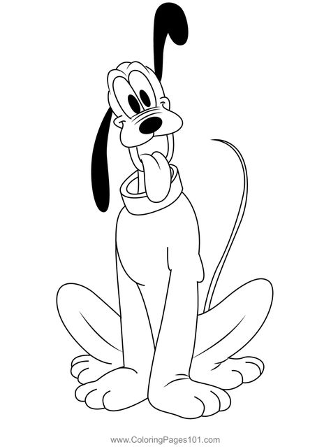 Funny Pluto Coloring Page Pluto Disney Drawing, Black And White Disney Characters, Pluto Sketch, Pluto Drawing, Goofy Coloring Pages, Pluto Tattoo, Coloring Pages Disney, Pluto Disney, Free Coloring Sheets