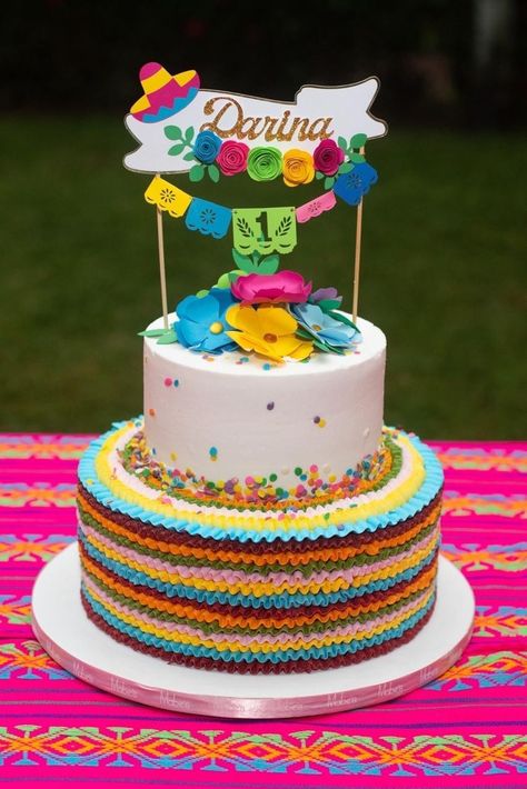 Fiesta Theme Cakes, Mexican Themed Birthday Cake, Mexican Cake Ideas Birthdays, Fiesta Theme Party Cake, Fiesta Cake Ideas, Simple Mexican Theme Cake, Mexican Cake Ideas, Mexican Birthday Cake, Fiesta Theme Cake