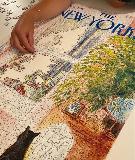 Mood Board Pics Aesthetic, Puzzle Pictures Ideas, Christmas Puzzle Aesthetic, The New Yorker Puzzle, New Yorker Puzzle, Doing Puzzles Aesthetic, Puzzle Decor Ideas, Christmas Break Aesthetic, New Years Goals Aesthetic