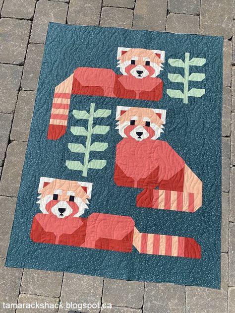 Otter Quilt, Cute Quilt Patterns, Animal Quilt Patterns, Strawberry Quilt, Unique Quilt Patterns, Elizabeth Hartman Quilts, Panda Quilt, Animal Baby Quilt, Cat Quilts