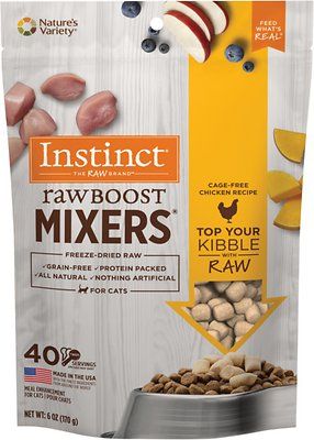 Instinct by Nature's Variety Raw Boost Mixers Chicken Recipe Freeze-Dried Cat Food Topper, 6-oz bag - Chewy.com Raw Cat Food, Grain Free Cat Food, Raw Cat Food Recipes, Natural Cat Food, Chicken Cat, Raw Chicken, Food Topper, Rabbit Food, Natural Cat