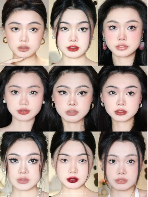 Eye Makeup For Round Face, Douyin Contour, Dasique Shadow Palette, Makeup For Round Eyes, Square Face Makeup, Eastern Makeup, Makeup Contouring, Asian Makeup Tutorials, Round Face Makeup