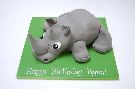 Rhino Cake Rhino Cake Birthdays, Rhino Cake, Nerf Cake, Playdough Creations, Birthday Cake Design Ideas, Music Cakes, Monkey Cake, Birthday Cake Design, Animal Art Projects