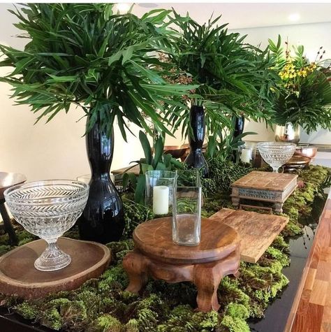 Wedding Buffet Table Setup, Wedding Buffet Table, Tropical Garden Party, Enchanted Forest Decorations, Food Display Table, Wedding Buffet Food, Buffet Set Up, Buffet Table Decor, Buffet Set