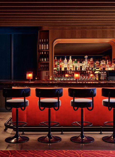 So & So’s is a hidden piano bar that pays homage to Broadway - The Spaces Hidden Piano, Cowley Manor, Theatre Curtains, Bar Restaurant Design, Hell’s Kitchen, Travel Bar, Piano Bar, Bar Interior Design, Cocktail Lounge