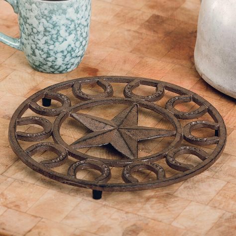 Star & Horseshoe Cast Iron Trivet Western Dinnerware, Western Kitchen Decor, Ranch Cowboy, Country Ranch, Cowboy Vintage, Western Kitchen, Black Forest Decor, Western Gifts, Kitchen Dinnerware