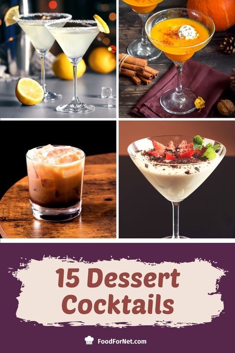 In this list of dessert cocktails, we also included modern variations that will really excite your buds. Check them out and start planning for your next cocktail party. #cocktails #dessertcocktails #spirits #booze #alchohol List Of Desserts, Dessert Cocktails, Spring Cocktails Recipes, Desserts In A Glass, Party Cocktails, Cocktail And Mocktail, Sweet Cocktails, Spring Cocktails, Spring Desserts